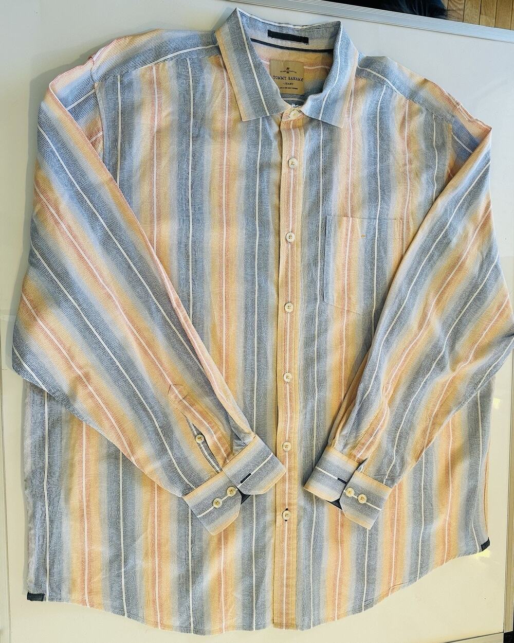 Tommy Bahama Coastline Cord Western Shirt 2XL Men's Blue Yellow Long Sleeve NWOT